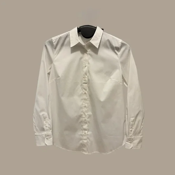 Ann Taylor Perfect Shirt Sz 12 White Long Sleeve Front Buttoned - Picture 3 of 11